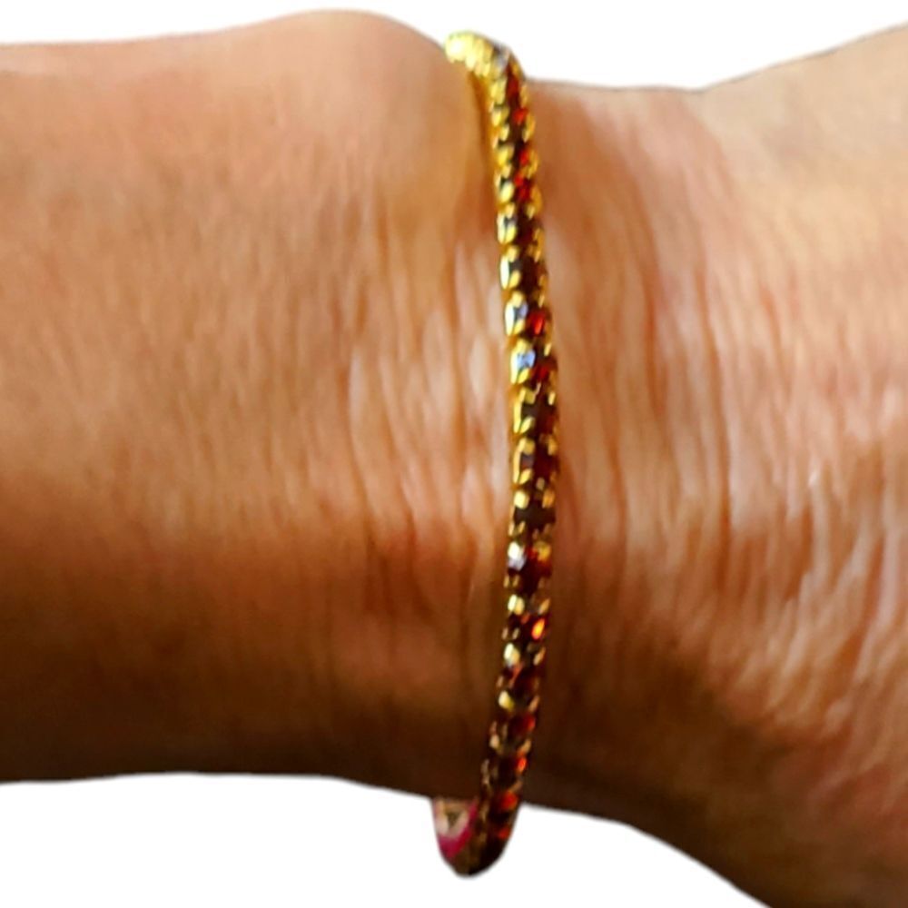 Paris Tennis Bracelet Delicate Amber Goldtone Stretch